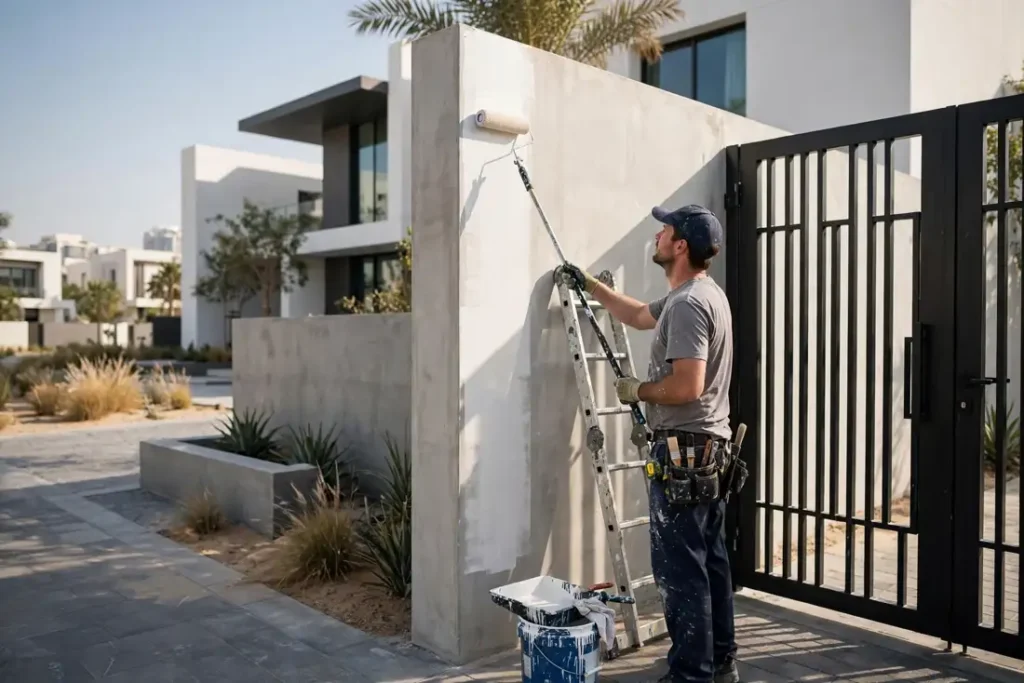 Villa painting in Dubai — exterior being painted